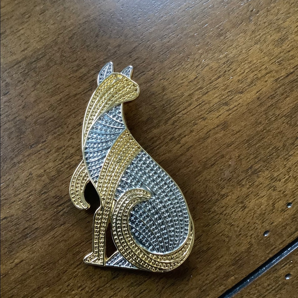 Park Lane Vintage Cat Brooch, silver/gold tone.  NWOT